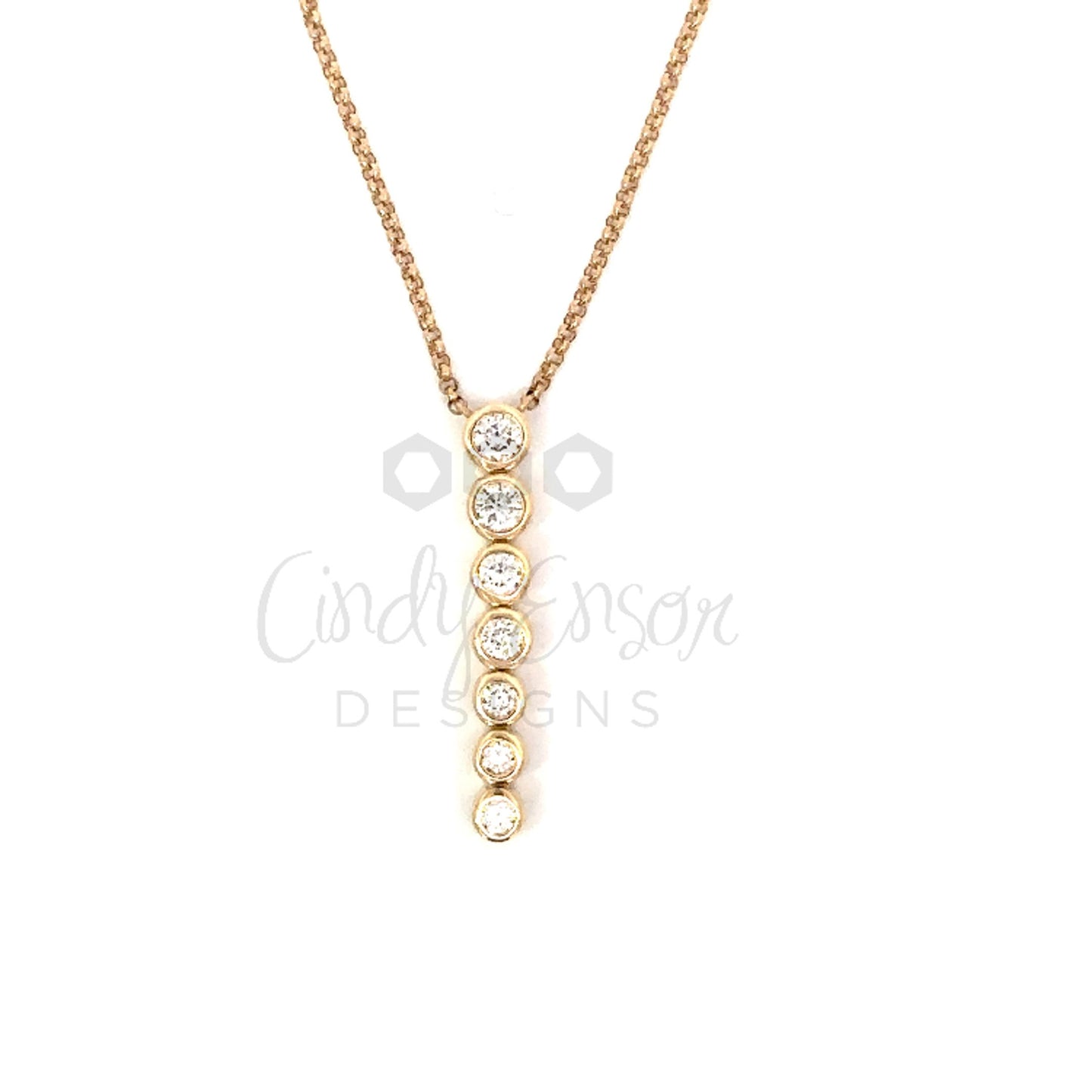 Y-Drop 7 Bezeled Diamond Necklace
