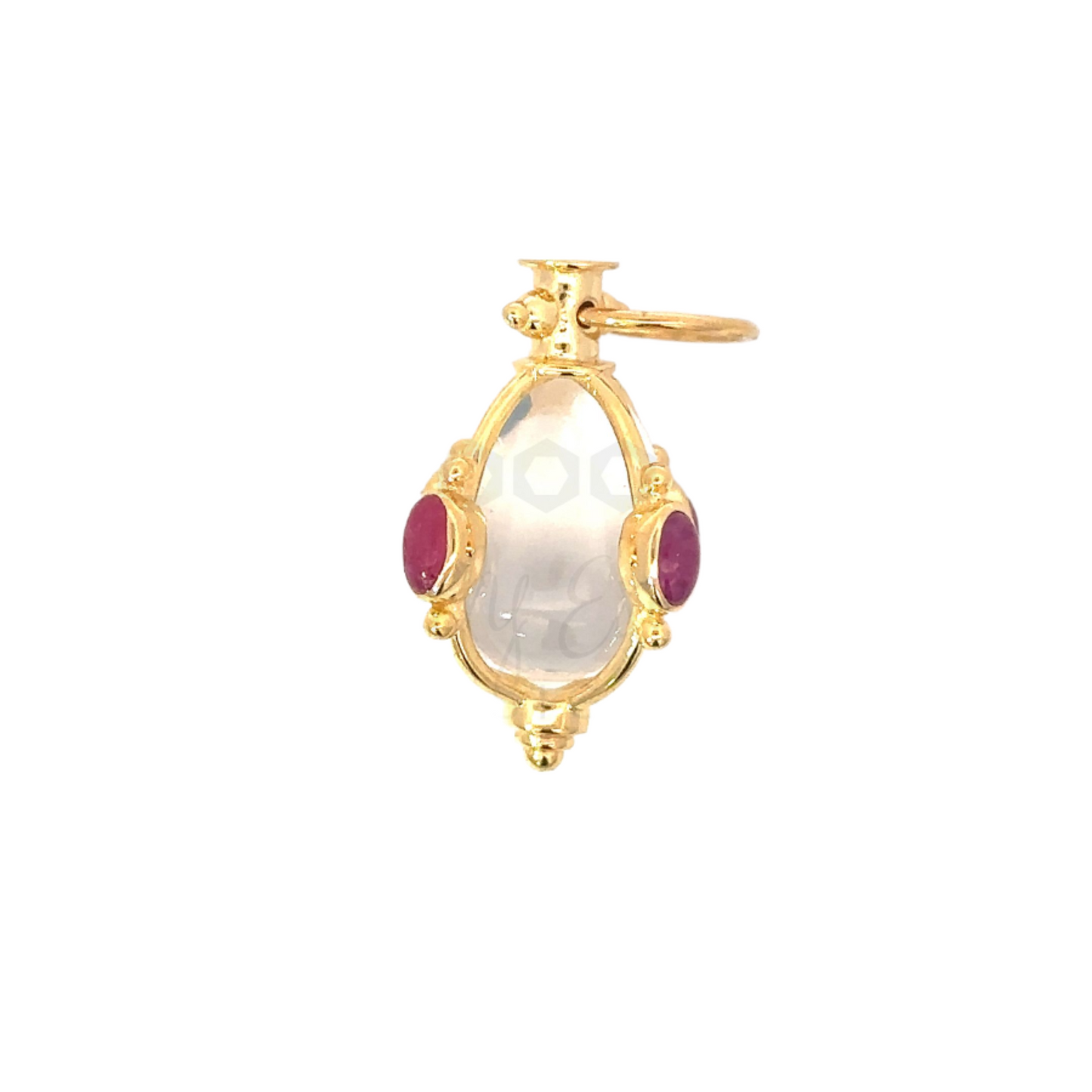 Crystal Fob Pendant with Colored Accent Stones