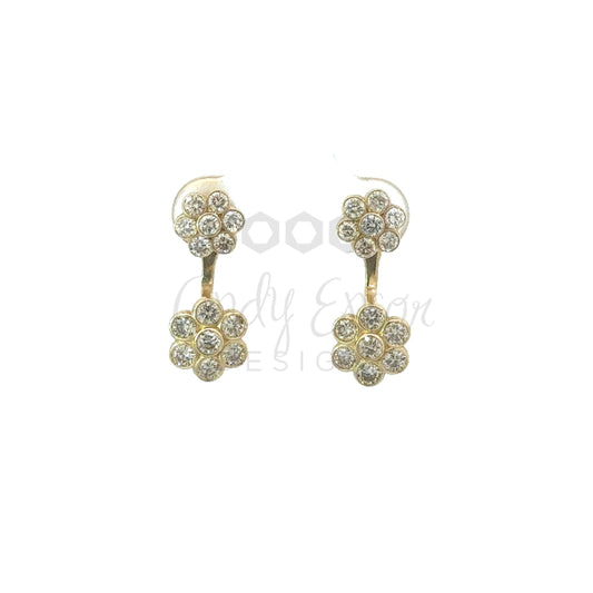 Diamond Front Back Flower Earring