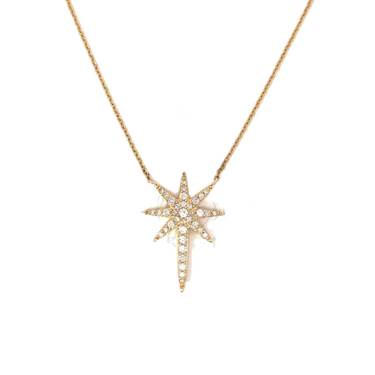 Pave Diamond Elongated Starburst Necklace