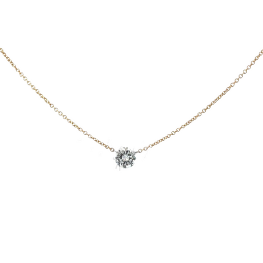 Yellow Gold Single Floating Diamond Necklace