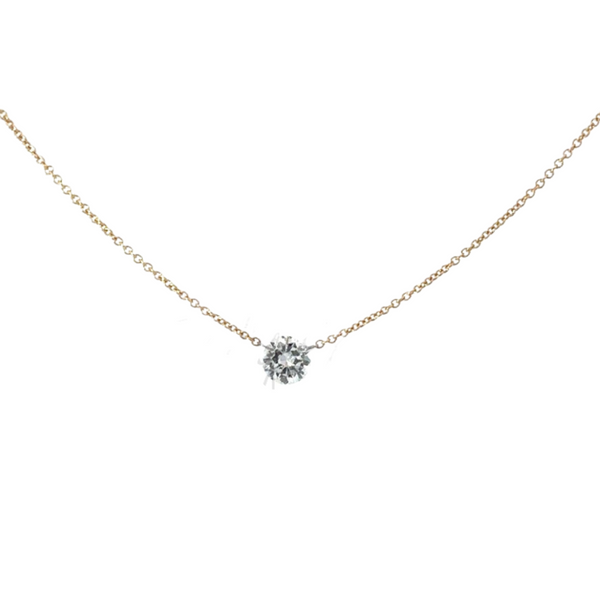Yellow Gold Single Floating Diamond Necklace – Cindy Ensor