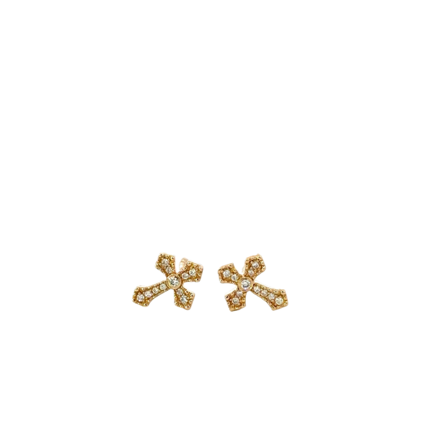 Pave Diamond Antique Cross Earring