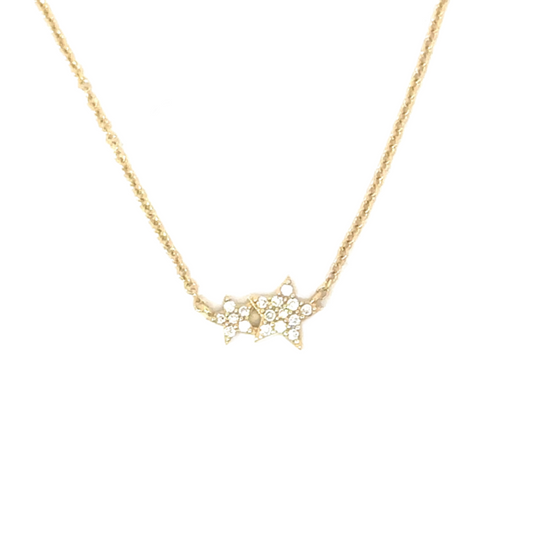 Pave Diamond Double Star Necklace