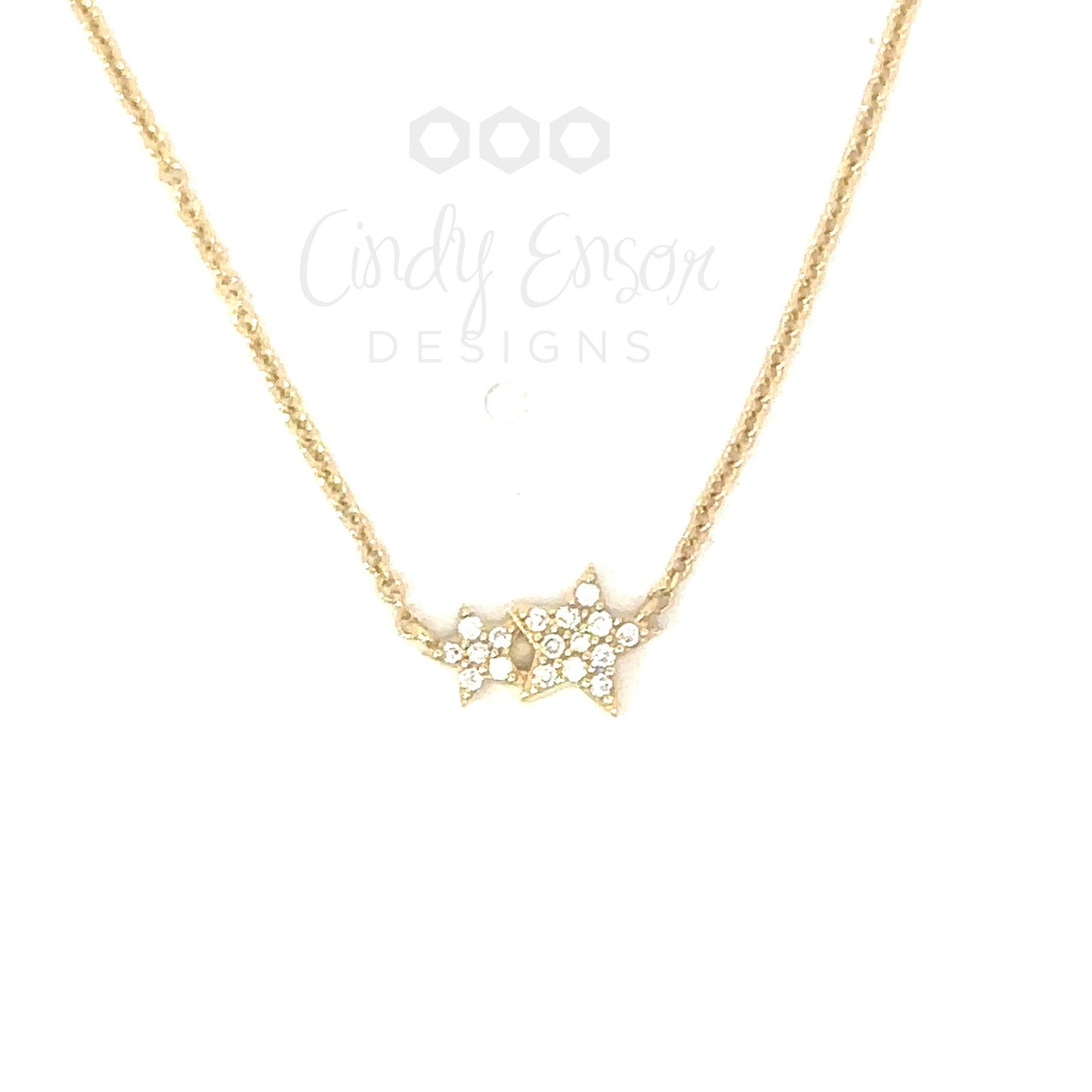Pave Diamond Double Star Necklace