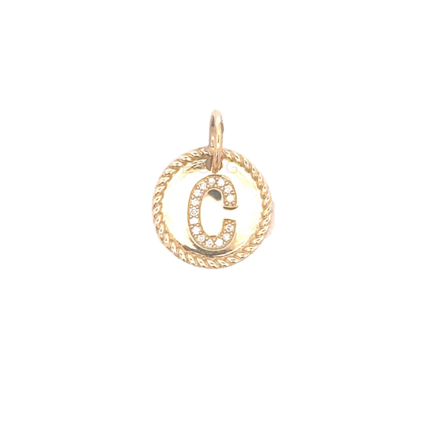 Initial Disc Pendant with Pave Diamond Accents