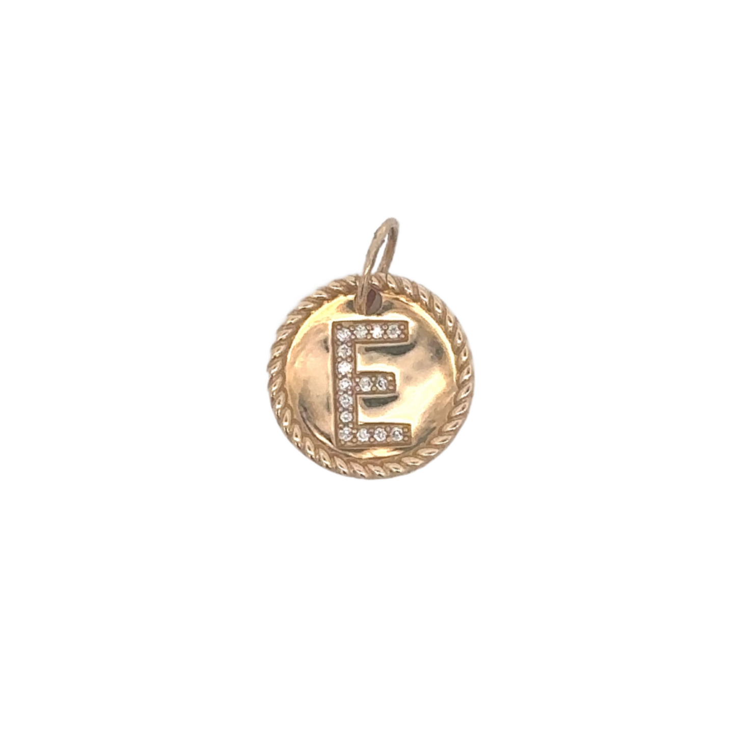 Initial Disc Pendant with Pave Diamond Accents