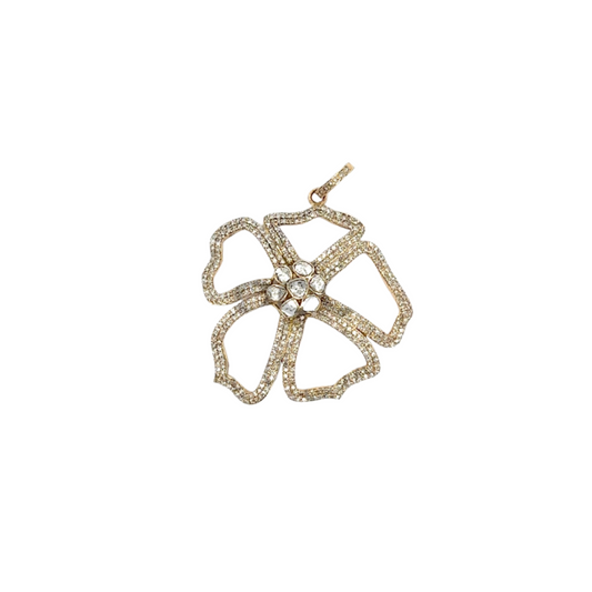 Open Flower Pendant with Rose Cut Diamond Center