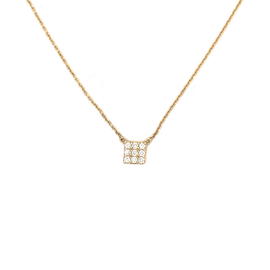 Pave Diamond Square Necklace