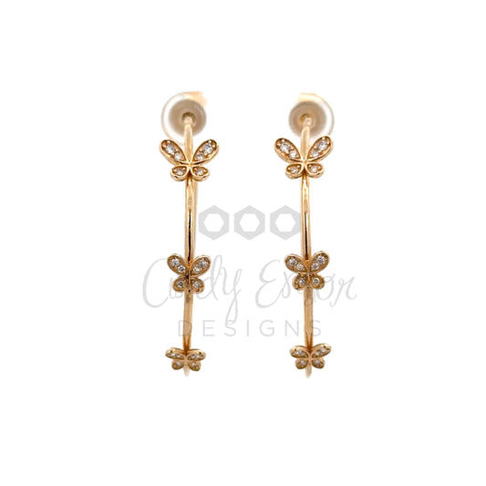 Triple Pave Butterfly Hoop